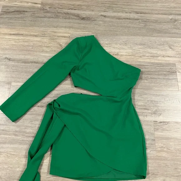 Runaway one shoulder mini dress Emerald - Picture 4 of 7